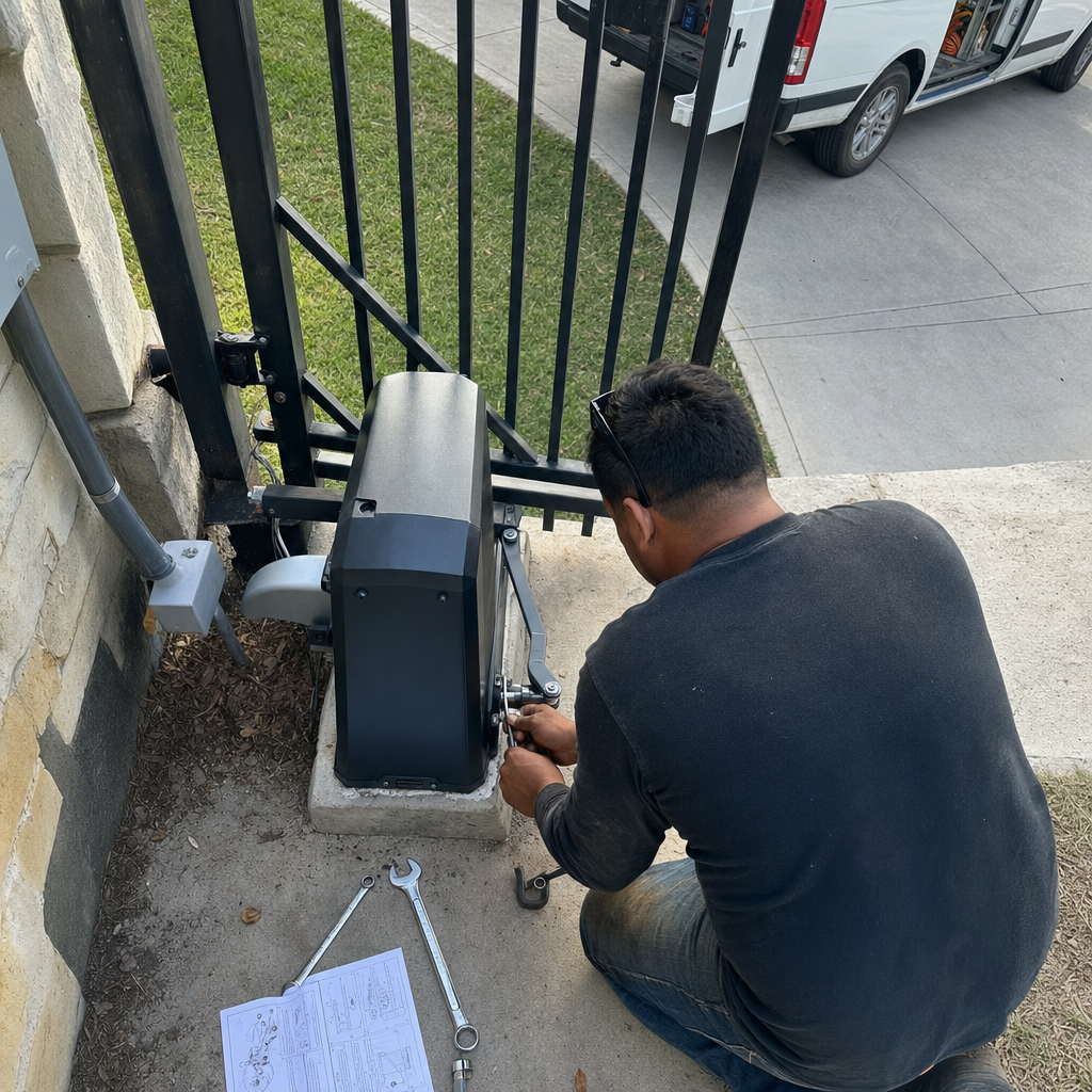 Gate motor and opener installation by technician