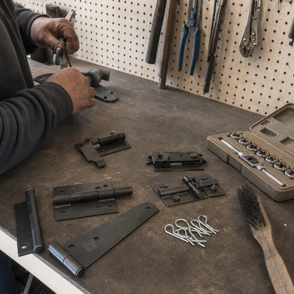 Gate parts and welding in workshop in Addison, TX